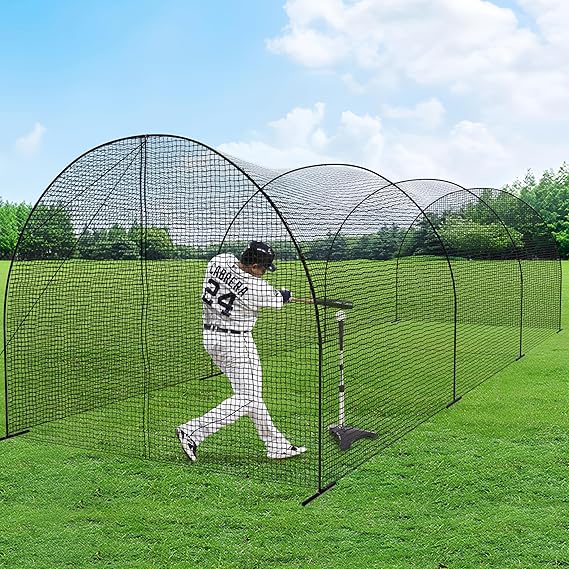 Syhood Baseball Batting Cage Net Heavy Duty Cricket Softball Hitting Practice Net Portable Pitching Cage, Training Sports Barrier Net Screen for Backyard Outdoor